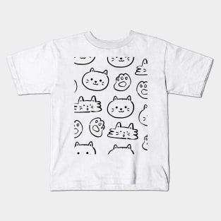 Miaw Cat-tastic Wonderland - Whimsical Cat Pattern Kids T-Shirt